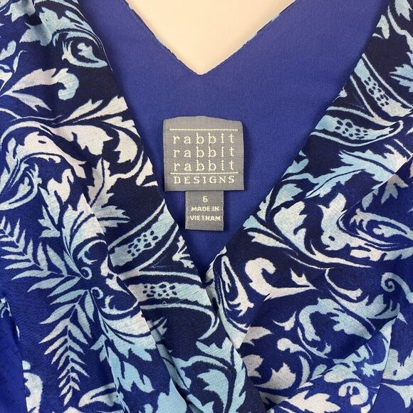 Rabbit Y2K Babydoll Asymetrical Midi Dress Sz 6 Teal Coastal Fairy Cottagecore - Picture 5 of 13